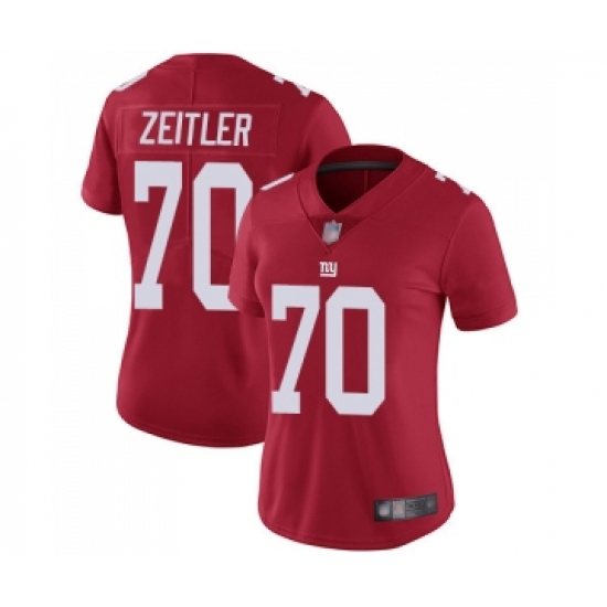 Women's New York Giants #70 Kevin Zeitler Red Alternate Vapor Untouchable Limited Player Football Jersey - Ujersey