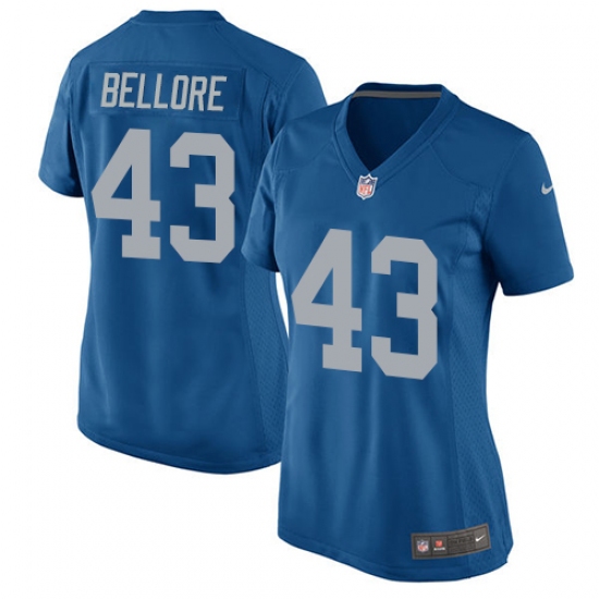 Women's Nike Detroit Lions #43 Nick Bellore Game Blue Alternate NFL Jersey - Ujersey