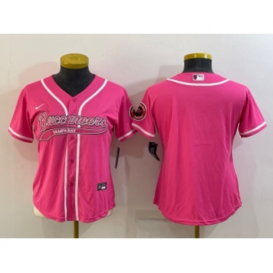 Women's Tampa Bay Buccaneers Blank Pink With Patch Cool Base Stitched Baseball Jersey - Ujersey