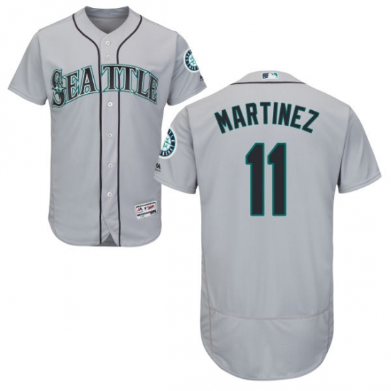 Men's Majestic Seattle Mariners #11 Edgar Martinez Grey Flexbase Authentic Collection MLB Jersey