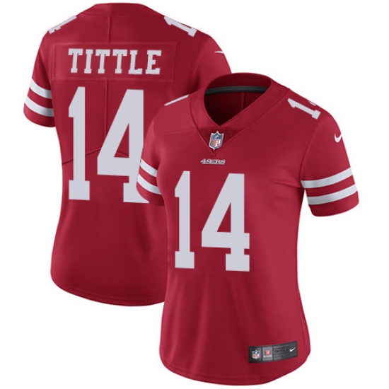 Women's Nike San Francisco 49ers #14 Y.A. Tittle Elite Red Team Color NFL Jersey - Ujersey
