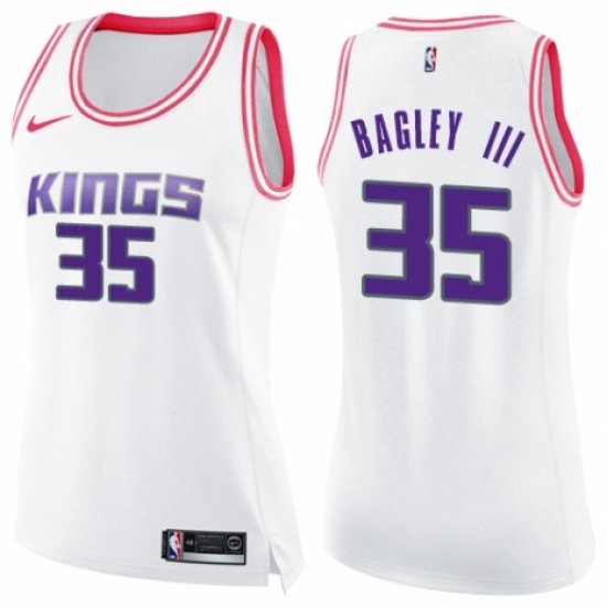 Women's Nike Sacramento Kings #35 Marvin Bagley III Swingman White/Pink Fashion NBA Jersey - Ujersey