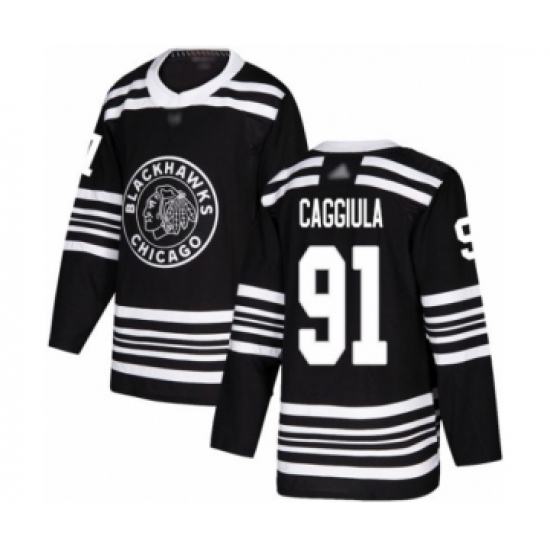 Men's Chicago Blackhawks #91 Drake Caggiula Authentic Black Alternate Hockey Jersey - Ujersey