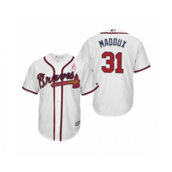 Youth Greg Maddux Atlanta Braves #31 White 2019 Mothers Day Cool Base Jersey - Ujersey