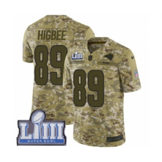 Youth Nike Los Angeles Rams #89 Tyler Higbee Limited Camo 2018 Salute to Service Super Bowl LIII Bound NFL Jersey - Ujersey