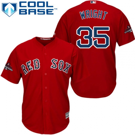 Youth Majestic Boston Red Sox #35 Steven Wright Authentic Red Alternate Home Cool Base 2018 World Series Champions MLB Jersey - Ujersey