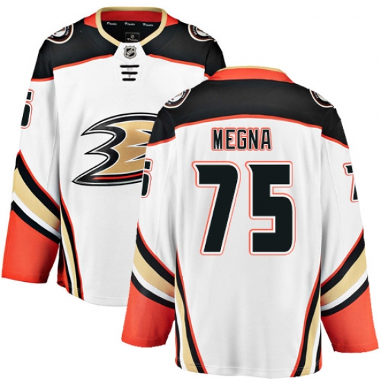 Youth Anaheim Ducks #75 Jaycob Megna Fanatics Branded White Away Breakaway NHL Jersey - Ujersey
