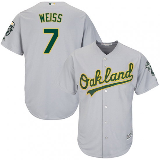 Men's Majestic Oakland Athletics #7 Walt Weiss Replica Grey Road Cool Base MLB Jersey - Ujersey