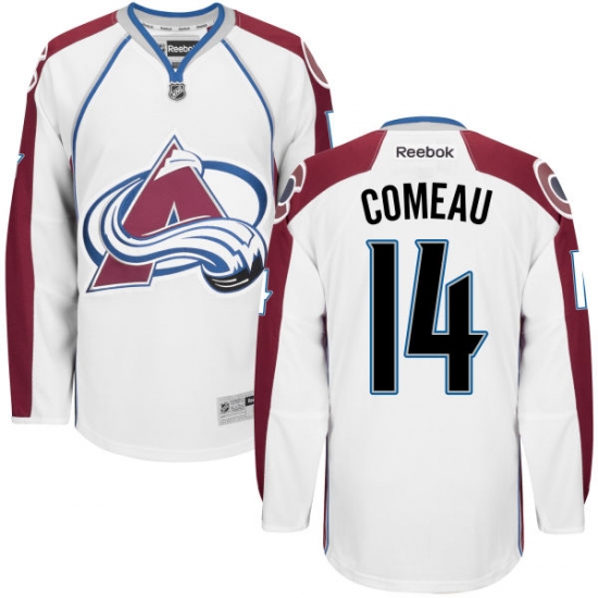 Men's Reebok Colorado Avalanche #14 Blake Comeau Authentic White Away NHL Jersey - Ujersey