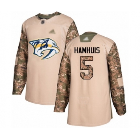Youth Nashville Predators #5 Dan Hamhuis Authentic Camo Veterans Day Practice Hockey Jersey