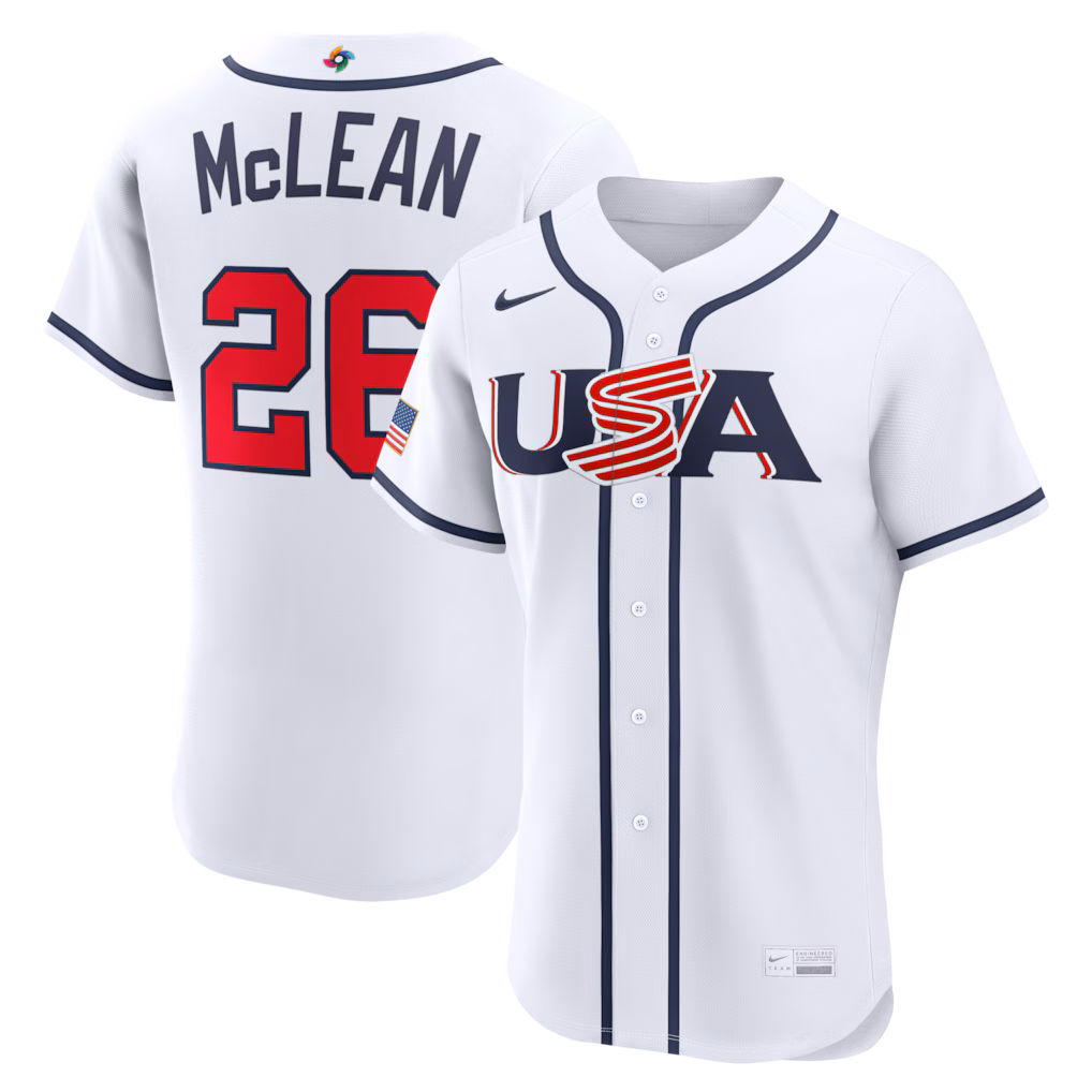 Men's USA Baseball Nolan McLean Nike White 2026 World Baseball Classic Home Authentic Jersey - ujerseystore