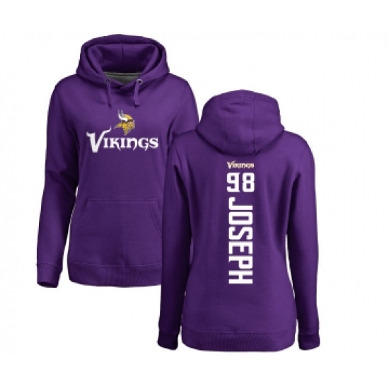 Football Women's Minnesota Vikings #98 Linval Joseph Purple Backer Pullover Hoodie - Ujersey