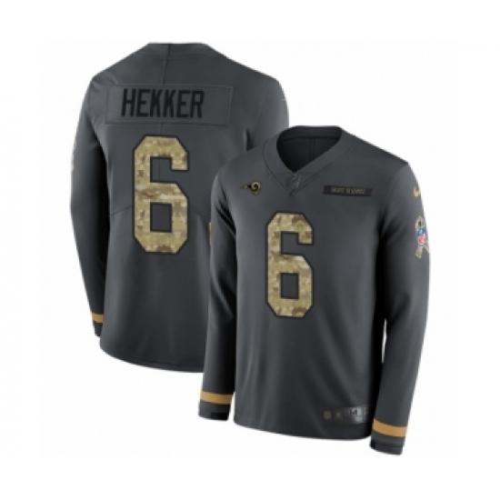 Men's Nike Los Angeles Rams #6 Johnny Hekker Limited Black Salute to Service Therma Long Sleeve NFL Jersey - Ujersey