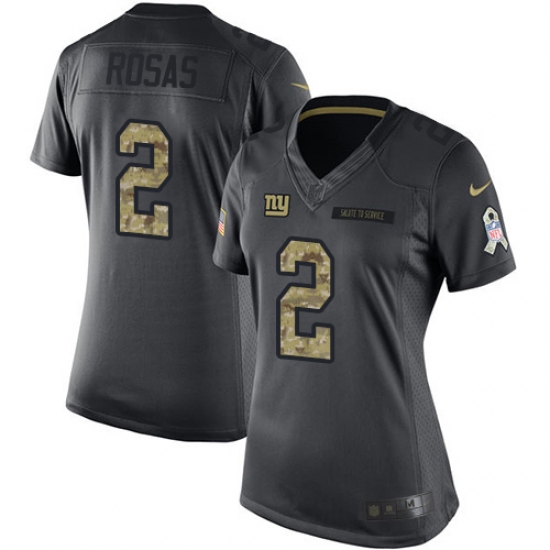 Women's Nike New York Giants #2 Aldrick Rosas Limited Black 2016 Salute to Service NFL Jersey - Ujersey