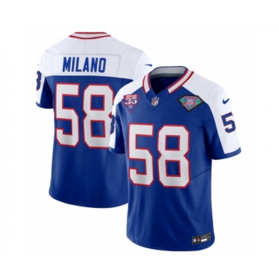 Men's Nike Buffalo Bills #58 Matt Milano Blue White 2023 F.U.S.E. 75th Anniversary Throwback Vapor Untouchable Limited Football Stitched Jersey - Ujersey