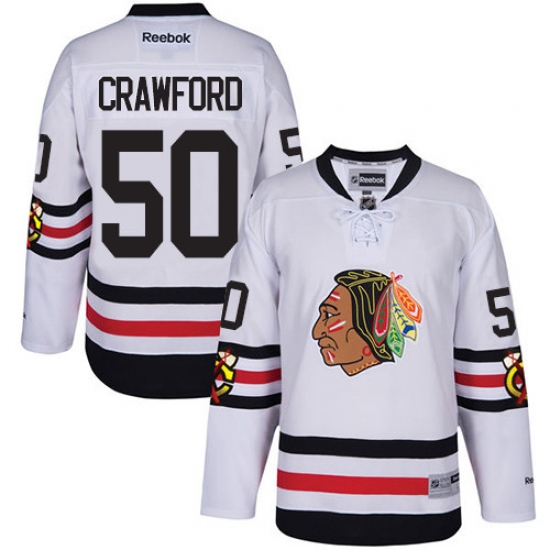 Men's Reebok Chicago Blackhawks #50 Corey Crawford Authentic White 2017 Winter Classic NHL Jersey - Ujersey