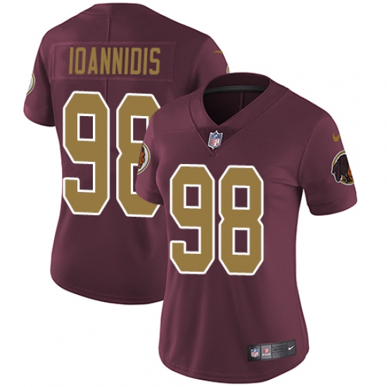 Women's Nike Washington Redskins #98 Matthew Ioannidis Burgundy Red/Gold Number Alternate 80TH Anniversary Vapor Untouchable Limited Player NFL Jersey