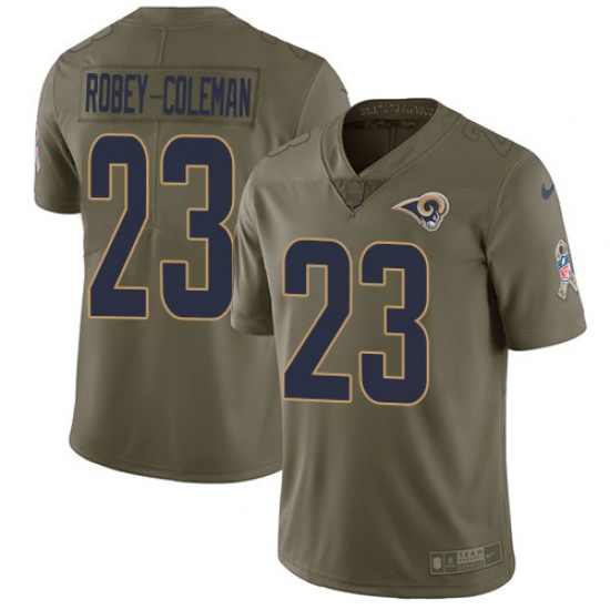 Men's Nike Los Angeles Rams #23 Nickell Robey-Coleman Limited Olive 2017 Salute to Service NFL Jersey - Ujersey