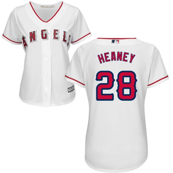 Women's Majestic Los Angeles Angels of Anaheim #28 Andrew Heaney Authentic White Home Cool Base MLB Jersey - Ujersey