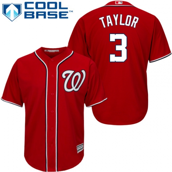 Men's Majestic Washington Nationals #3 Michael Taylor Replica Red Alternate 1 Cool Base MLB Jersey - Ujersey