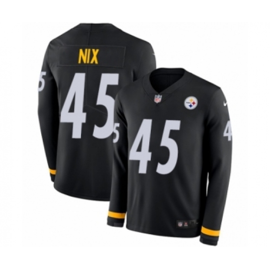 Youth Nike Pittsburgh Steelers #45 Roosevelt Nix Limited Black Therma Long Sleeve NFL Jersey - Ujersey