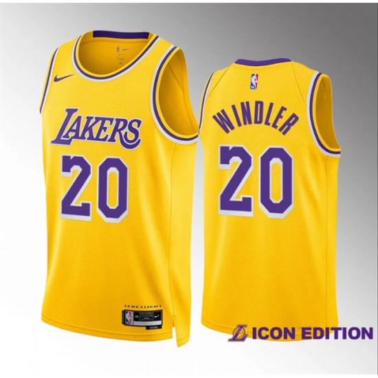 Men's Los Angeles Lakers #20 Dylan Windler Yellow Icon Edition Stitched Basketball Jersey - Ujersey