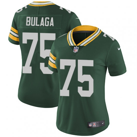 Women's Nike Green Bay Packers #75 Bryan Bulaga Elite Green Team Color NFL Jersey - Ujersey