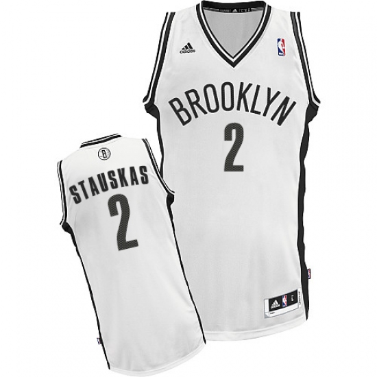 Youth Adidas Brooklyn Nets #2 Nik Stauskas Swingman White Home NBA Jersey - Ujersey