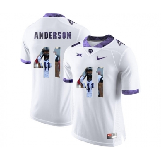 TCU Horned Frogs 41 Jonathan Anderson White With Portrait Print College Football Limited Jersey - Ujersey