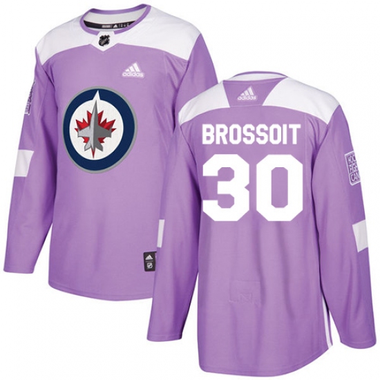 Men's Adidas Winnipeg Jets #30 Laurent Brossoit Authentic Purple Fights Cancer Practice NHL Jersey - Ujersey