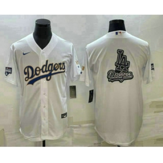 Men's Los Angeles Dodgers White Team Big Logo Cool Base Stitched Baseball Jersey - Ujersey