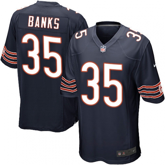 Men's Nike Chicago Bears #35 Johnthan Banks Game Navy Blue Team Color NFL Jersey - Ujersey