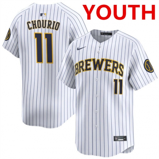 Youth Milwaukee Brewers #11 Jackson Chourio White 2024 Alternate Limited Stitched Baseball Jersey - Ujersey