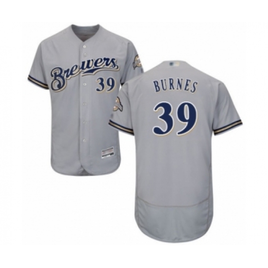 Men's Milwaukee Brewers #39 Corbin Burnes Grey Road Flex Base Authentic Collection Baseball Player Jersey - Ujersey