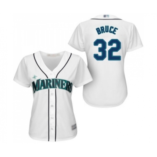 Women's Seattle Mariners #32 Jay Bruce Replica White Home Cool Base Baseball Jersey - Ujersey
