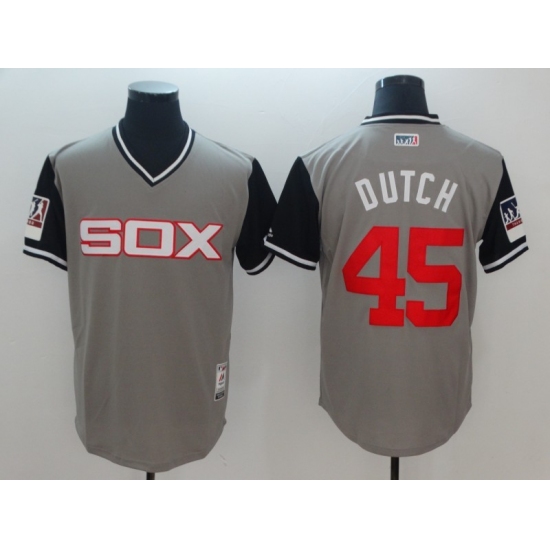 Men's Chicago White Sox #45 Derek Holland Dutch Majestic Gray Little League World Series Players Weekend Jersey - Ujersey