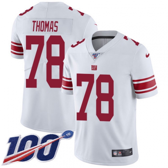 Men's New York Giants #78 Andrew Thomas White Stitched NFL 100th Season Vapor Untouchable Limited Jersey - Ujersey