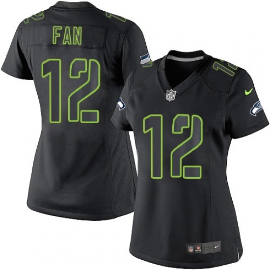 Women's Nike Seattle Seahawks 12th Fan Limited Black Impact NFL Jersey - Ujersey