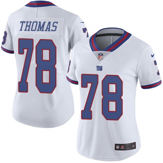 Women's New York Giants #78 Andrew Thomas White Stitched NFL Limited Rush Jersey - Ujersey