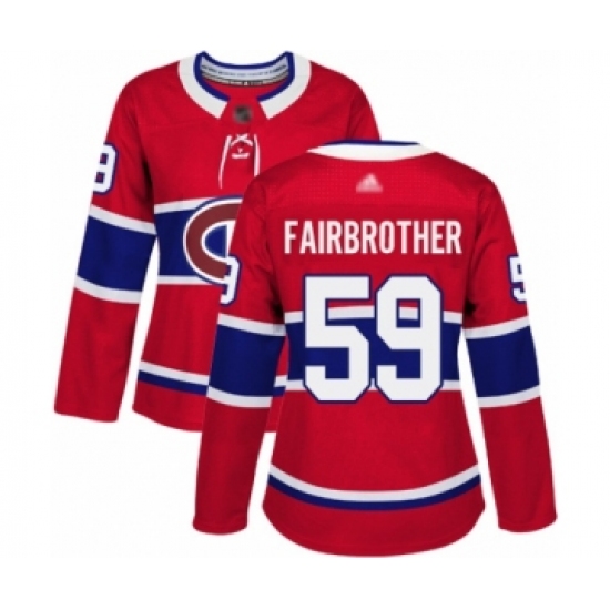Women's Montreal Canadiens #59 Gianni Fairbrother Authentic Red Home Hockey Jersey - Ujersey