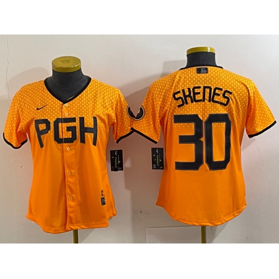 Women's Pittsburgh Pirates #30 Paul Skenes Yellow 2023 City Connect Stitched Jersey - Ujersey
