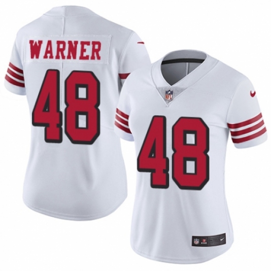 Women's Nike San Francisco 49ers #48 Fred Warner Limited White Rush Vapor Untouchable NFL Jersey - Ujersey