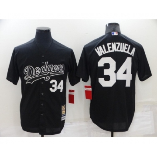 Men's Los Angeles Dodgers #34 Fernando Valenzuela Black Cooperstown Collection Cool Base Stitched Nike Jersey - Ujersey