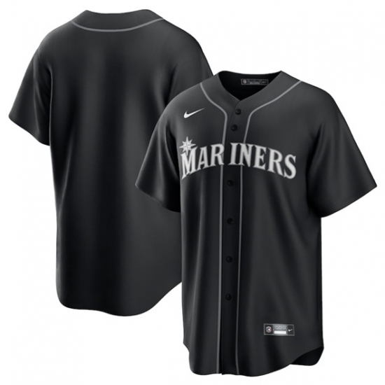 Men's Seattle Mariners Blank Black Lights Out Limited Stitched Baseball Jersey - Ujersey