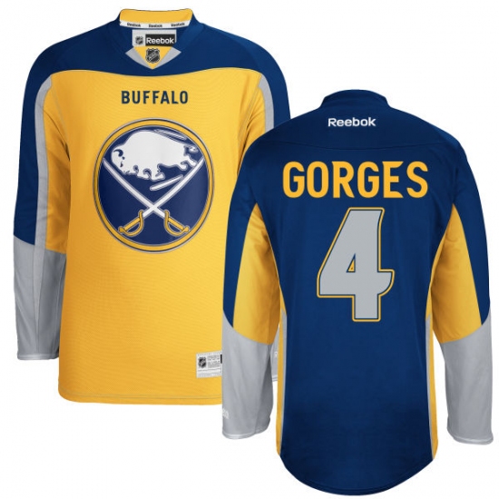 Women's Reebok Buffalo Sabres #4 Josh Gorges Authentic Gold Third NHL Jersey - Ujersey
