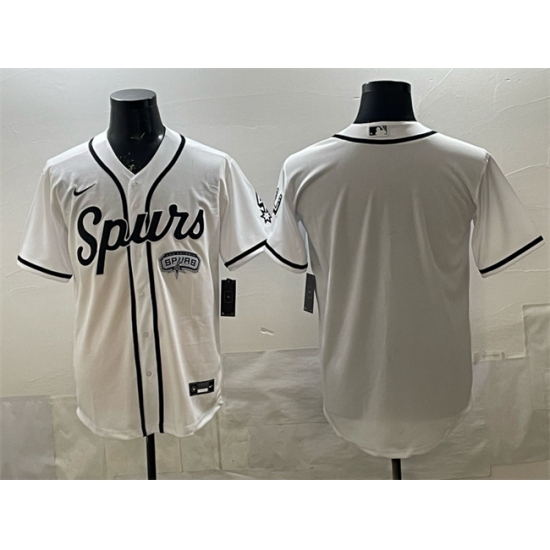 Men's San Antonio Spurs Blank White Stitched Baseball Jersey - Ujersey