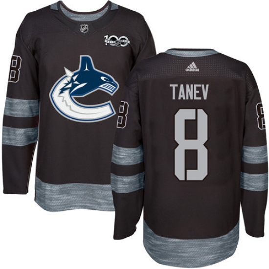 Men's Adidas Vancouver Canucks #8 Christopher Tanev Authentic Black 1917-2017 100th Anniversary NHL Jersey - Ujersey