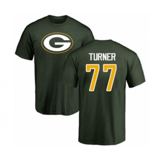 Football Green Bay Packers #77 Billy Turner Green Name & Number Logo T-Shirt - Ujersey