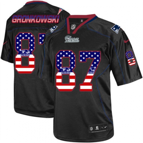 Men's Nike New England Patriots #87 Rob Gronkowski Elite Black USA Flag Fashion NFL Jersey - Ujersey