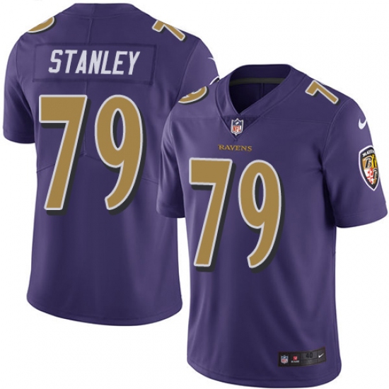 Men's Nike Baltimore Ravens #79 Ronnie Stanley Elite Purple Rush Vapor Untouchable NFL Jersey - Ujersey
